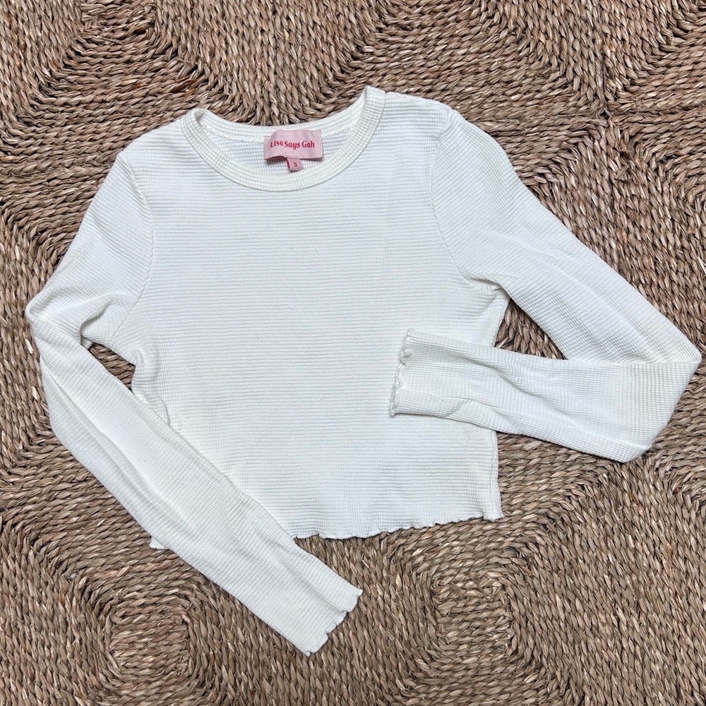 Lisa Says Gah Long Sleeve Ribbed Crop Top